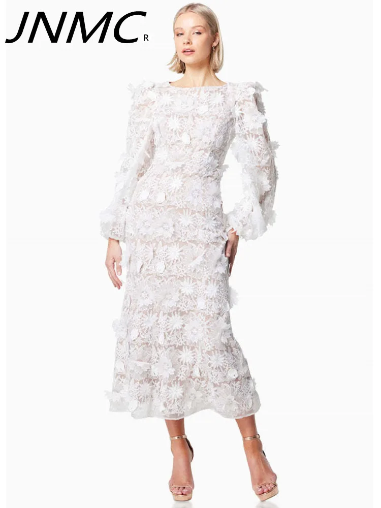JNMC Elegant Design With Round Neck Lantern Sleeves Embroidered Flowers Medium Length Dress For Women New Spring Summer 2024
JNMC Elegant Design With Round Neck Lantern Sleeves Embroidered Flowers Medium Length Dress For Women New Spring Summer 2024