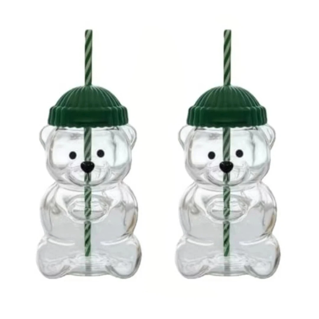 2026 Christmas Bear Shaped Transparent Glass Water Bottle, Green Cap and Striped Straw - Suitable for Children and Adults
2026 Christmas Bear Shaped Transparent Glass Water Bottle, Green Cap and Striped Straw - Suitable for Children and Adults