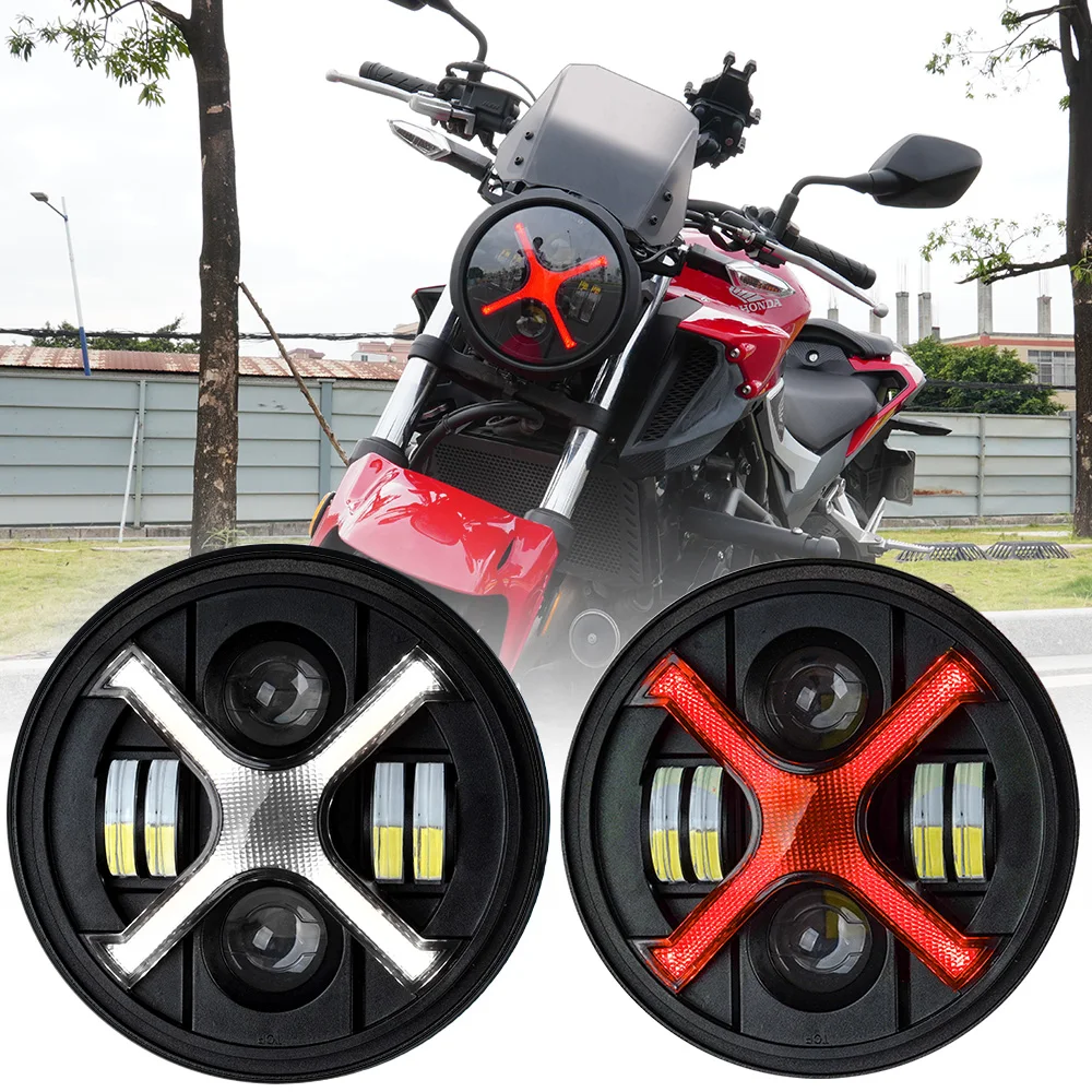 7 Inch X-Type LED Motorcycle Headlight with White/Red DRL & Turn Signal, 60W High Power, IP67 Waterproof
7 Inch X-Type LED Motorcycle Headlight with White/Red DRL & Turn Signal, 60W High Power, IP67 Waterproof