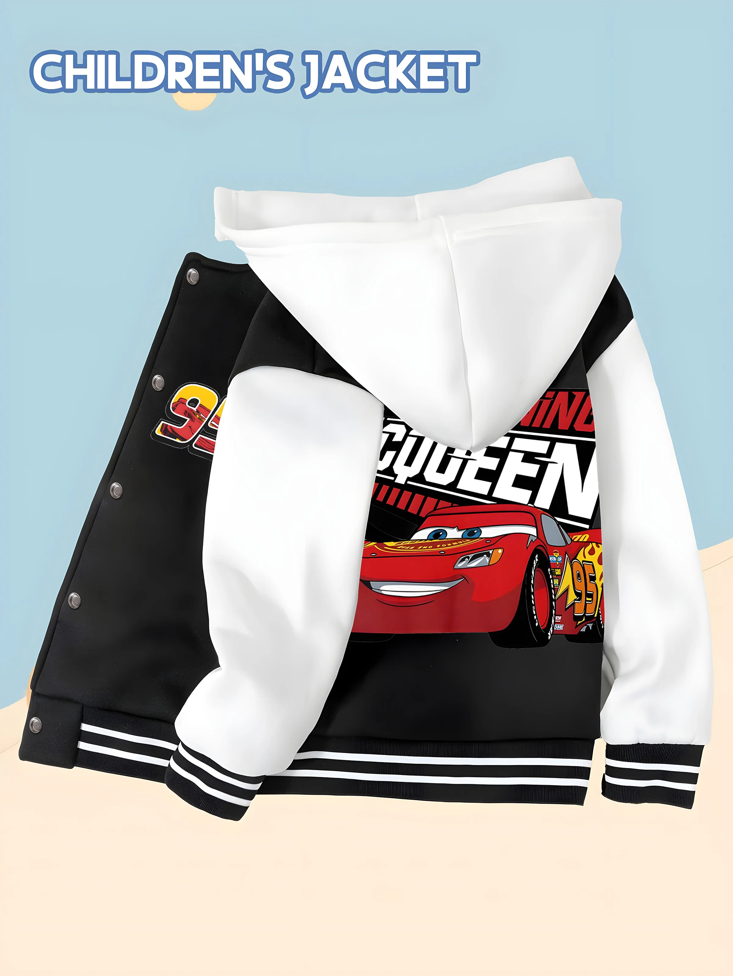 MINISO Disney Boys' Baseball Jacket - Lightning McQueen Racing Theme, Cool Car Logo on Back, Perfect for Everyday Wear
MINISO Disney Boys' Baseball Jacket - Lightning McQueen Racing Theme, Cool Car Logo on Back, Perfect for Everyday Wear