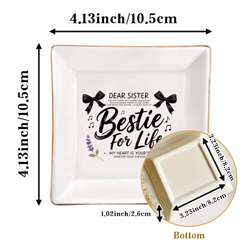 Jewelry Tray for Sister or Best Friend Featuring Ceramic Plate with Sweet Friendship Message Adorned with Cute Floral for Women
Jewelry Tray for Sister or Best Friend Featuring Ceramic Plate with Sweet Friendship Message Adorned with Cute Floral for Women