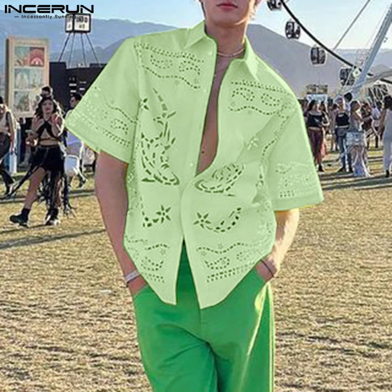 Summer Short Sleeve Tops Men Shirt Fashion Hollow Out Casual Tee INCERUN Streetwear Loose Men's Clothing Solid Color Oversize
Summer Short Sleeve Tops Men Shirt Fashion Hollow Out Casual Tee INCERUN Streetwear Loose Men's Clothing Solid Color Oversize