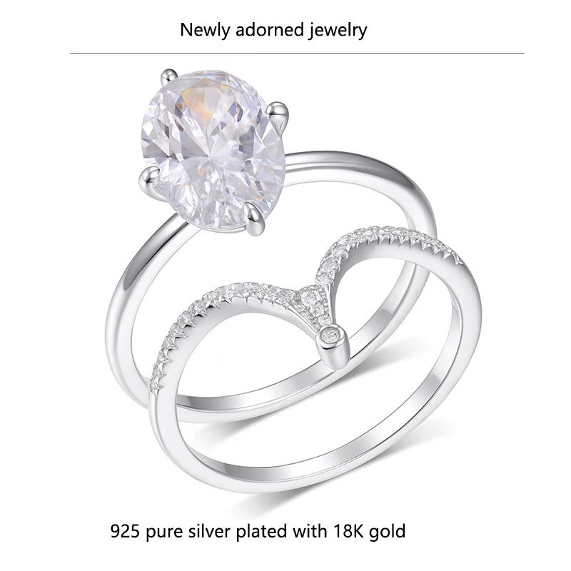 S925 silver V-shaped stacking ring with an oval diamond-cut 4.5CT moissanite, currently trending
S925 silver V-shaped stacking ring with an oval diamond-cut 4.5CT moissanite, currently trending