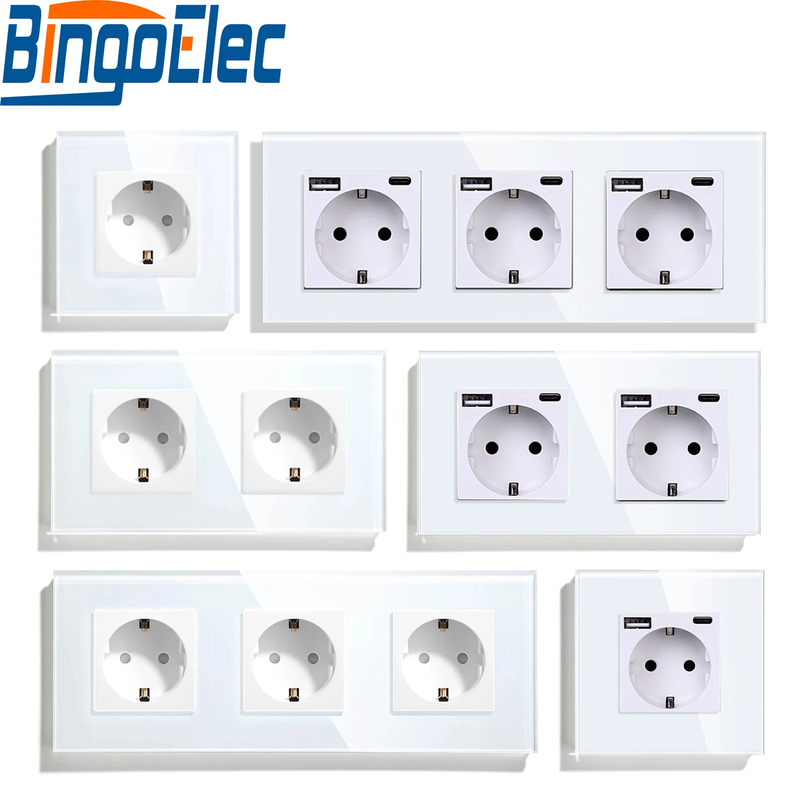 Bingoelec EU Standard Single Power Socket Touch Switch Crystal Panel USB Double Outlet Triple Wall Sockets Mounted Type-A&C
Bingoelec EU Standard Single Power Socket Touch Switch Crystal Panel USB Double Outlet Triple Wall Sockets Mounted Type-A&C
