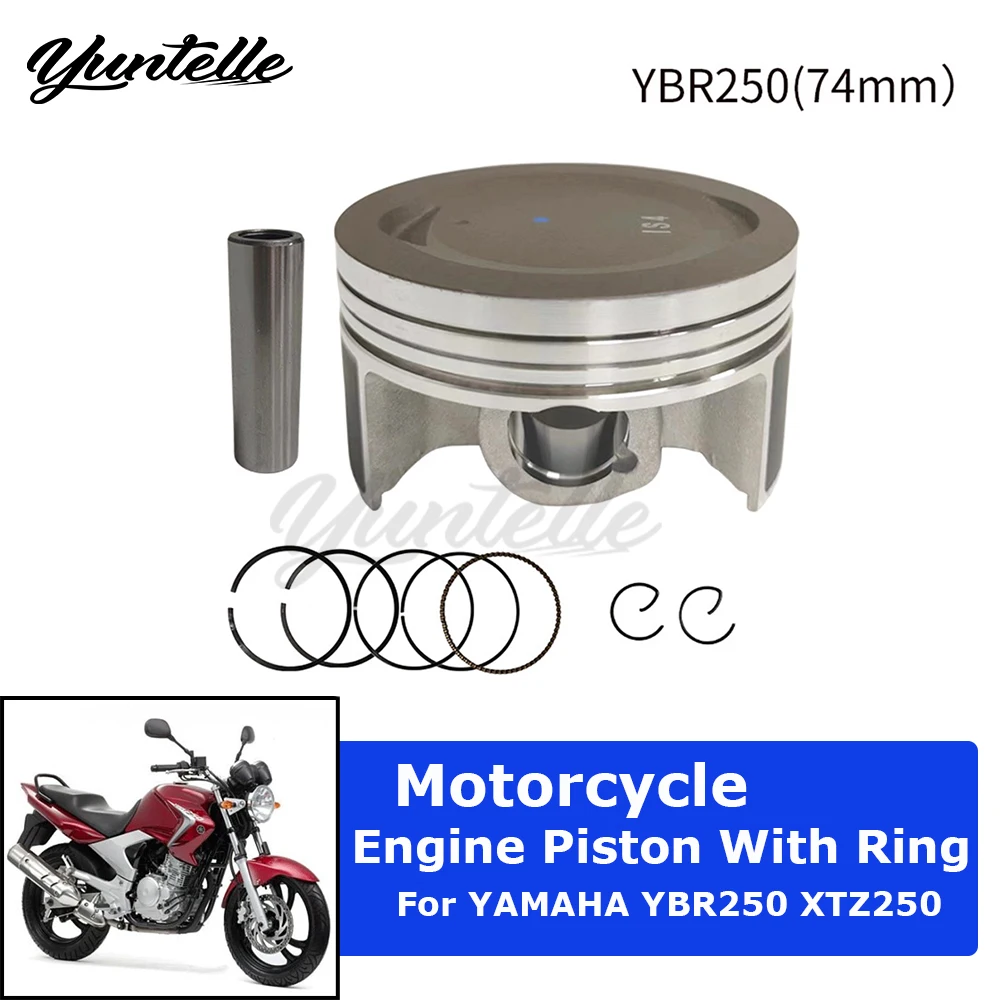74mm Engine Piston With Rings Set For YAMAHA YS250 YBR250 2007-2009 XT250 XTZ250 1YB 2013-2015 Motorcycle Accessories 17mm Pin
74mm Engine Piston With Rings Set For YAMAHA YS250 YBR250 2007-2009 XT250 XTZ250 1YB 2013-2015 Motorcycle Accessories 17mm Pin