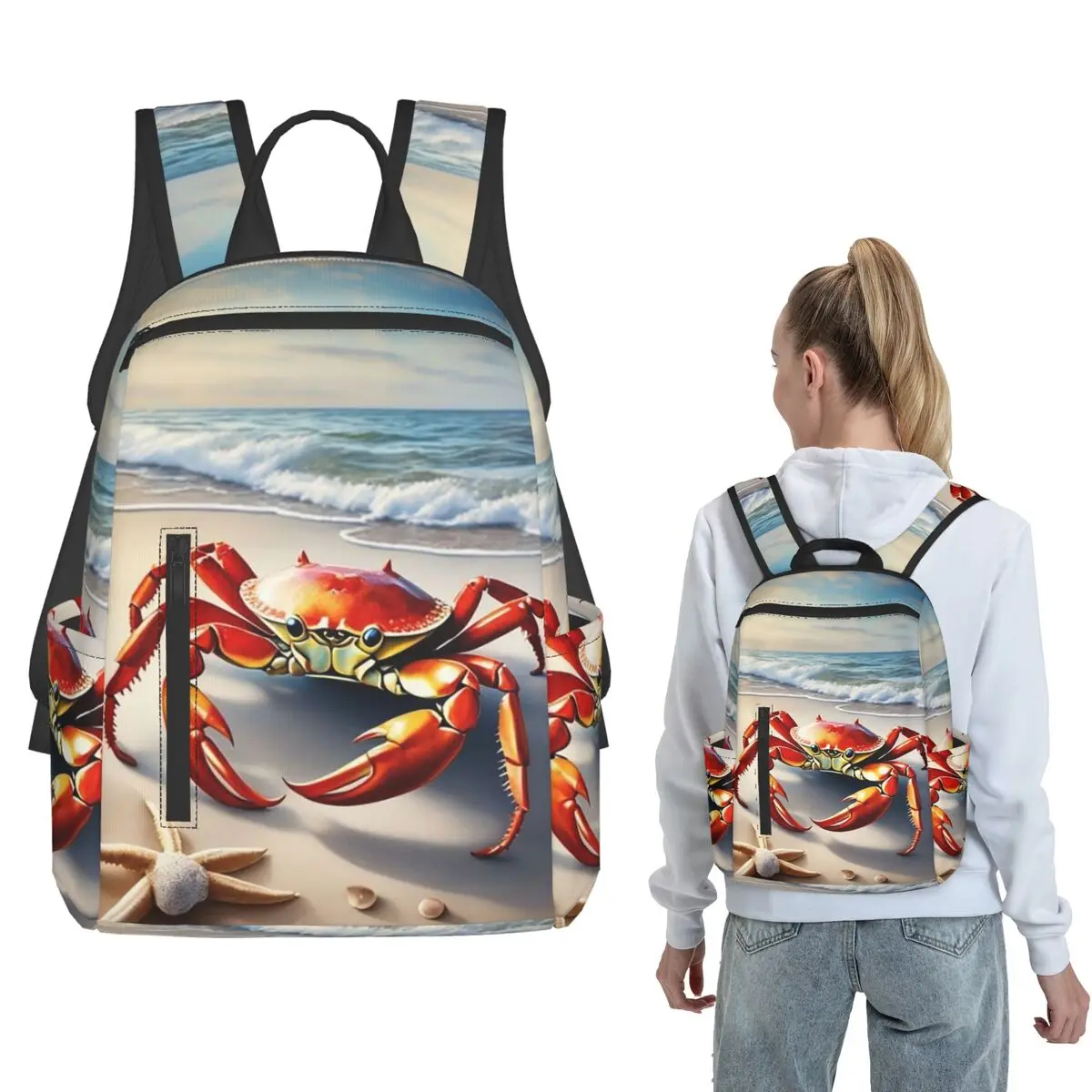 Crab And Shell At The Beach Backpack Daypack Children BookBag School Bag Shoulder Bags for Men Women
Crab And Shell At The Beach Backpack Daypack Children BookBag School Bag Shoulder Bags for Men Women