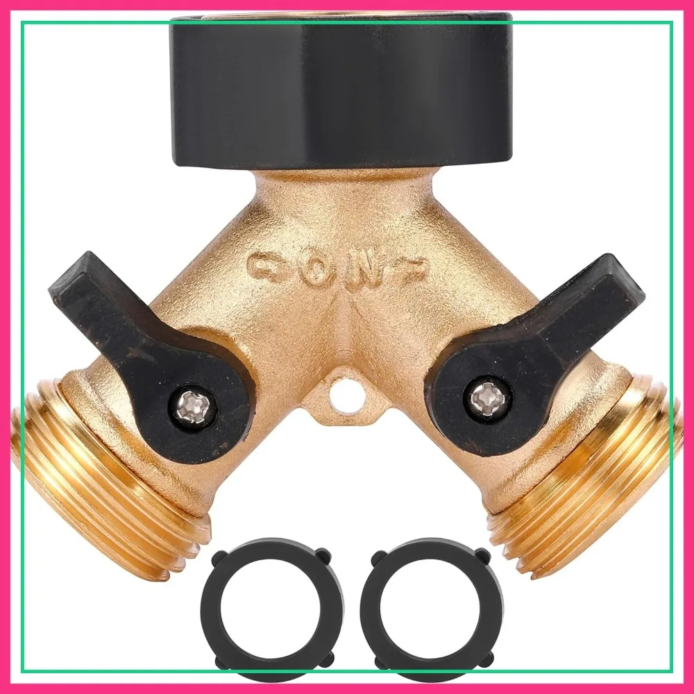 2 Way Heavy Duty Garden Hose Splitter, Y Connector Brass Adapter with 2 Extra Rubber Washers
2 Way Heavy Duty Garden Hose Splitter, Y Connector Brass Adapter with 2 Extra Rubber Washers