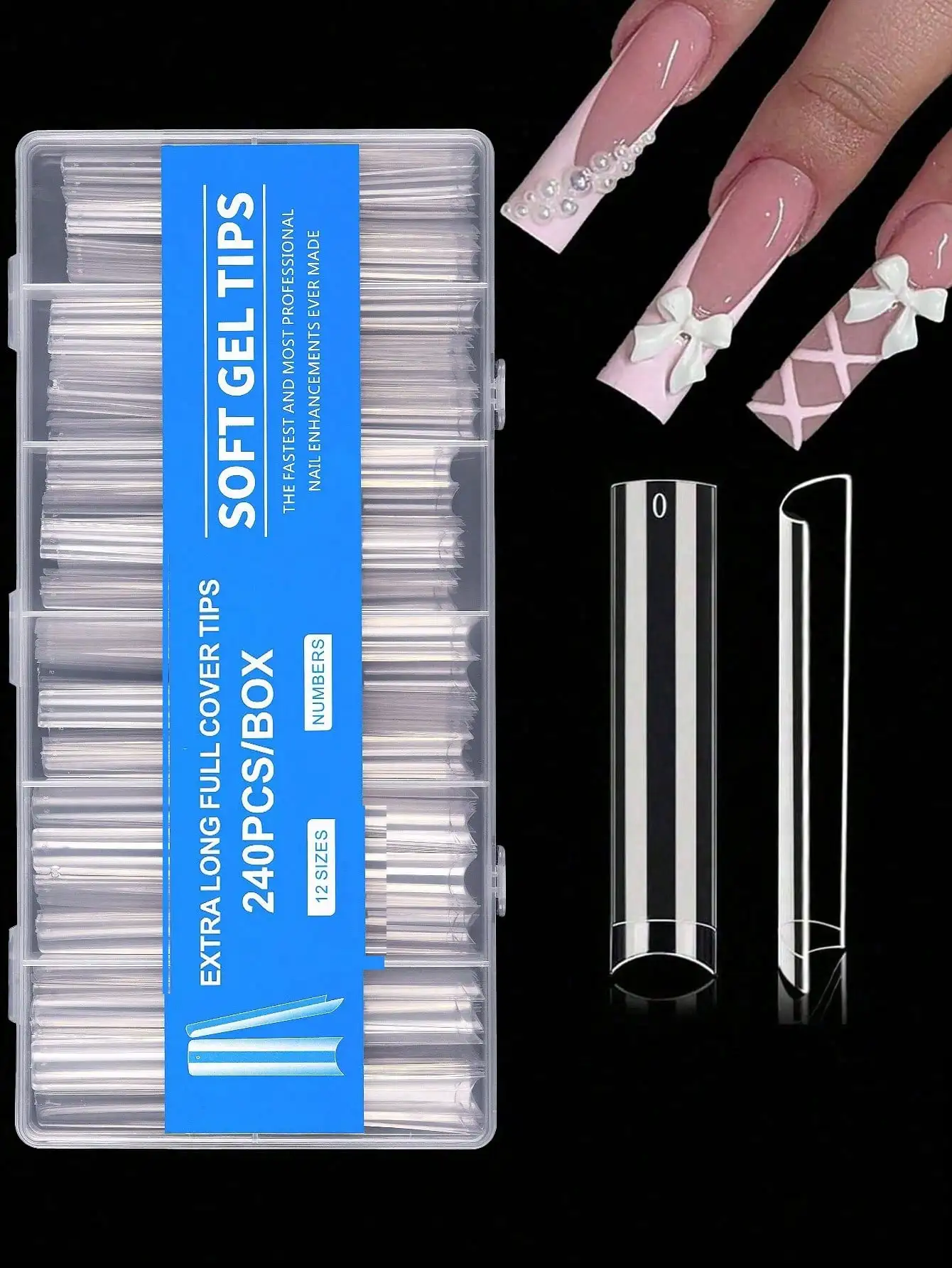 240pcs Transparent C-Curve Nail Stickers, Professional Grade, 3XL Extra Long, Removable. 12 Sizes: Half-Cover Straight, Tapered & Square. For Salons, Home DIY & Gifts.
240pcs Transparent C-Curve Nail Stickers, Professional Grade, 3XL Extra Long, Removable. 12 Sizes: Half-Cover Straight, Tapered & Square. For Salons, Home DIY & Gifts.