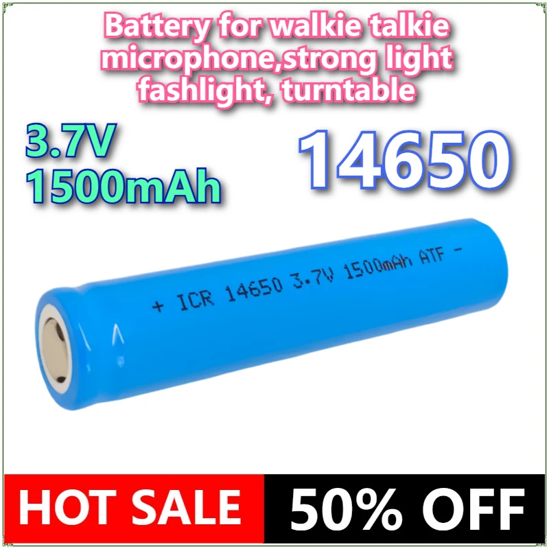 Brand New 2pcs/lot 14650 3.7V 1500MAH Lithium Ion Li-ion Rechargeable Battery for Flashlight Speaker Walkie Talkie Microphone
Brand New 2pcs/lot 14650 3.7V 1500MAH Lithium Ion Li-ion Rechargeable Battery for Flashlight Speaker Walkie Talkie Microphone