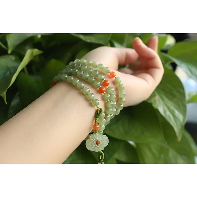 Hetian Jade Old Pit Qing Water 108-Bead Bracelet w/South Red Cloud Accents: Multi-Wrap Bracelet/Necklace/Sweater Chain Gift
Hetian Jade Old Pit Qing Water 108-Bead Bracelet w/South Red Cloud Accents: Multi-Wrap Bracelet/Necklace/Sweater Chain Gift