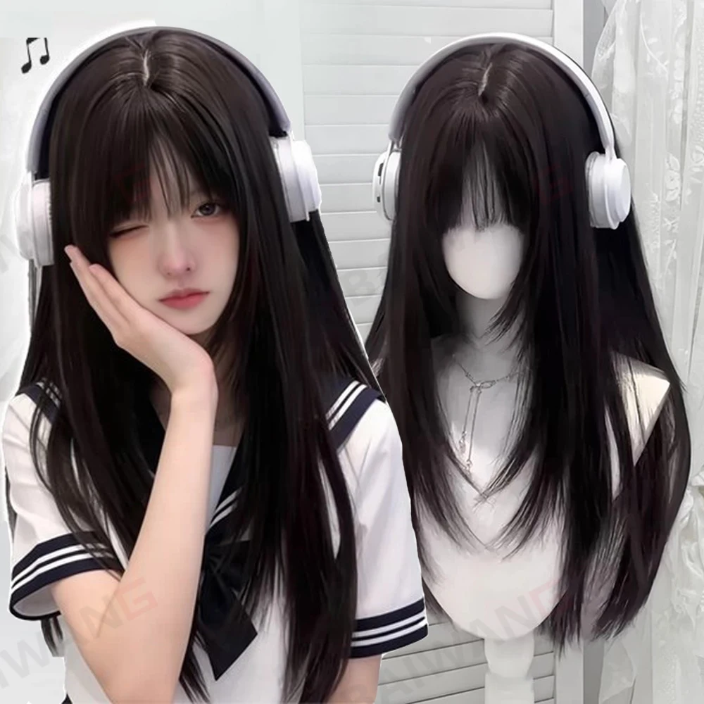 Lolita long Straight Synthetic Wig For Women Dark Tea Brown Wig With Bangs High Quality Natural Simulated Scalp Cosplay Party
Lolita long Straight Synthetic Wig For Women Dark Tea Brown Wig With Bangs High Quality Natural Simulated Scalp Cosplay Party