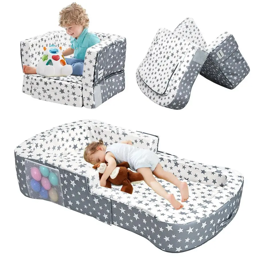 Travel Bed, Portable Toddler Bed amp Chair 2in1 Convertible Travel Crib with Storage Pockets, Builtwaterproof Oxford Cloth, Easy
Travel Bed, Portable Toddler Bed amp Chair 2in1 Convertible Travel Crib with Storage Pockets, Builtwaterproof Oxford Cloth, Easy