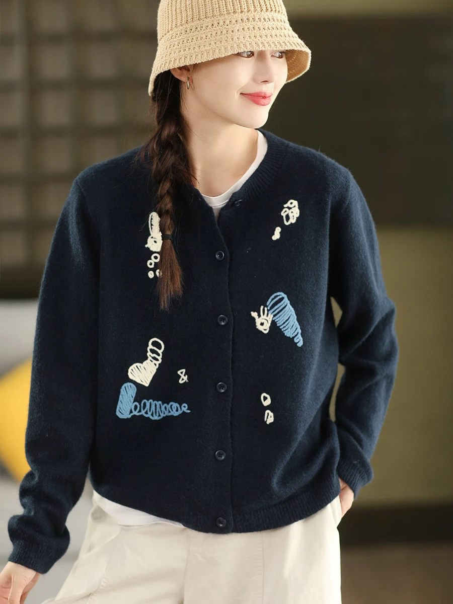 Autumn Knitted Long Sve round Ne Sweater Women's Embroidered Button Outerwear Soft Cozy Girls Faion Vintage Sle
Autumn Knitted Long Sve round Ne Sweater Women's Embroidered Button Outerwear Soft Cozy Girls Faion Vintage Sle