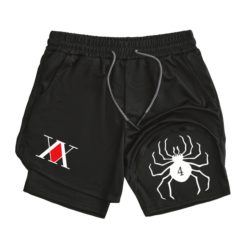 Мужские спортивные шорты Hunter X Hunter в стиле аниме 2-в-1, двухслойные, быстросохнущие, дышащие, впитывающие пот, спортивные спортивные штаны для бега
Мужские спортивные шорты Hunter X Hunter в стиле аниме 2-в-1, двухслойные, быстросохнущие, дышащие, впитывающие пот, спортивные спортивные штаны для бега