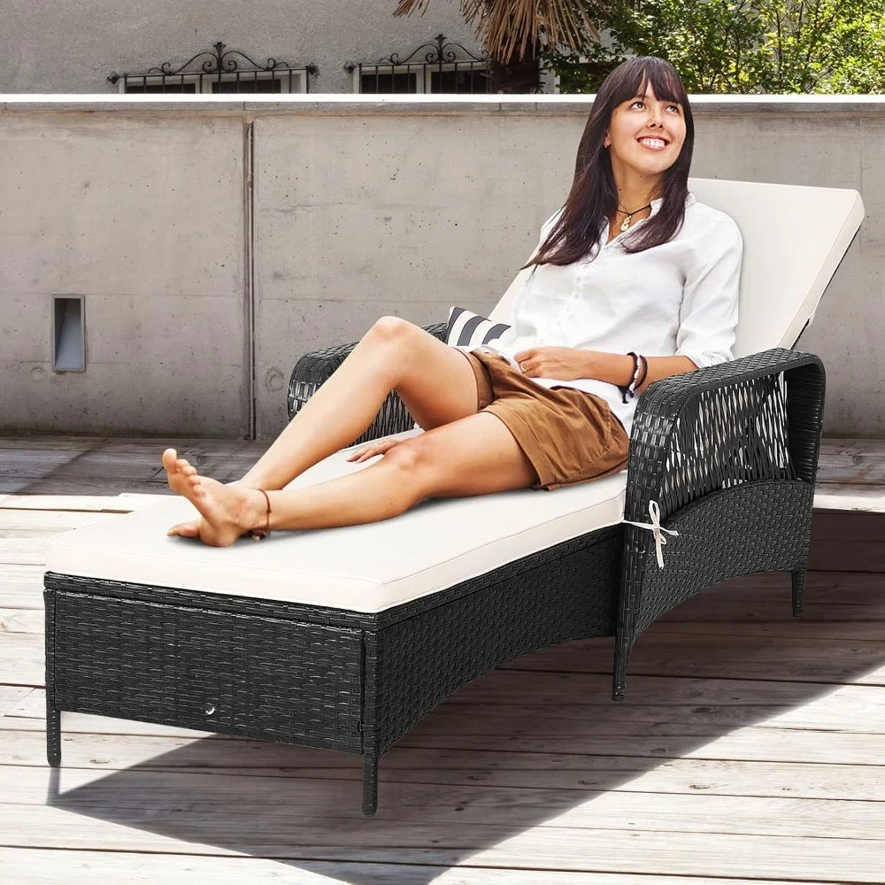 Patio Chaise Lounge Chair Outdoor Rattan Wicker Recliner with Thick Cushion, Lumbar Pillow, Chair
Patio Chaise Lounge Chair Outdoor Rattan Wicker Recliner with Thick Cushion, Lumbar Pillow, Chair