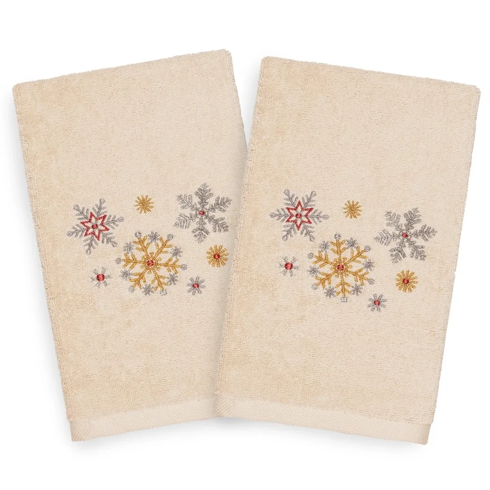 Authentic Hotel and Spa Turkish Cotton Snowflakes Beige Set of 2 Hand Towels 
Authentic Hotel and Spa Turkish Cotton Snowflakes Beige Set of 2 Hand Towels