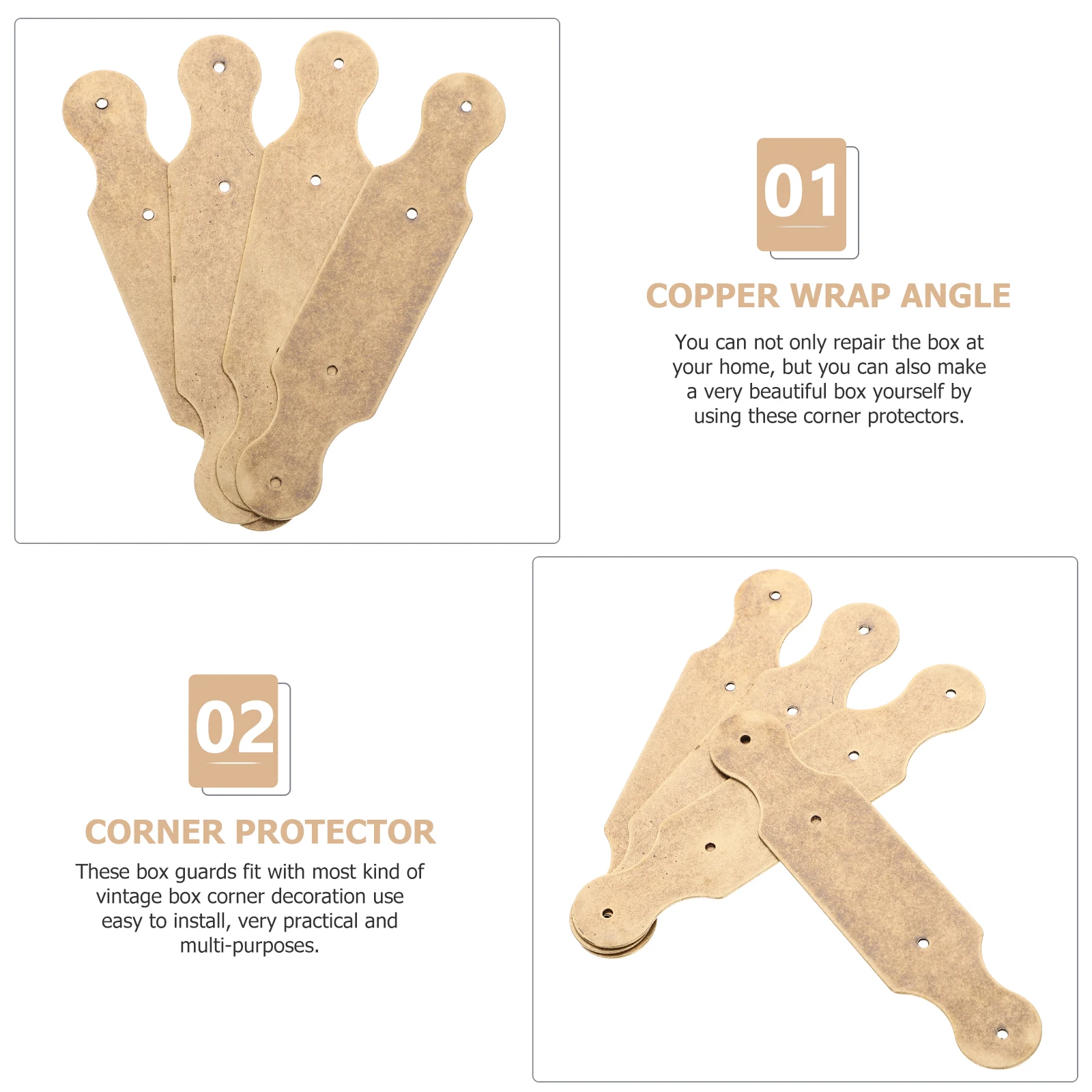4 Pcs Copper Corner Protectors Retro Style Decorative Edges Covers for Jewelry Box Wooden Copper 0
4 Pcs Copper Corner Protectors Retro Style Decorative Edges Covers for Jewelry Box Wooden Copper 0