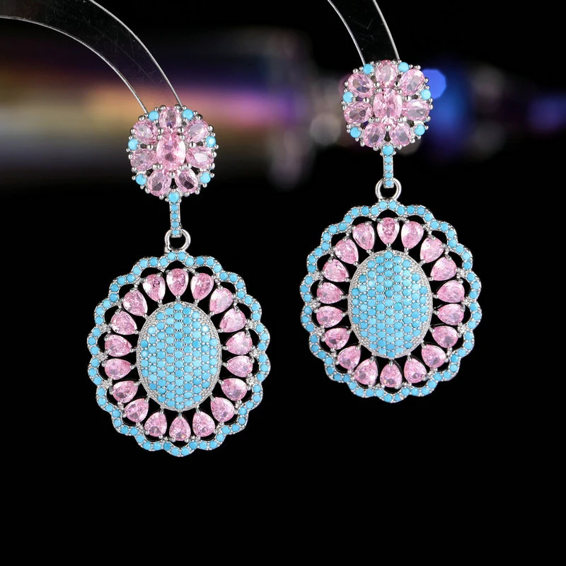 luxury earrings zirconia blue green pink flower big oval pendant dangling earrings for women evening party wedding jewelry
luxury earrings zirconia blue green pink flower big oval pendant dangling earrings for women evening party wedding jewelry