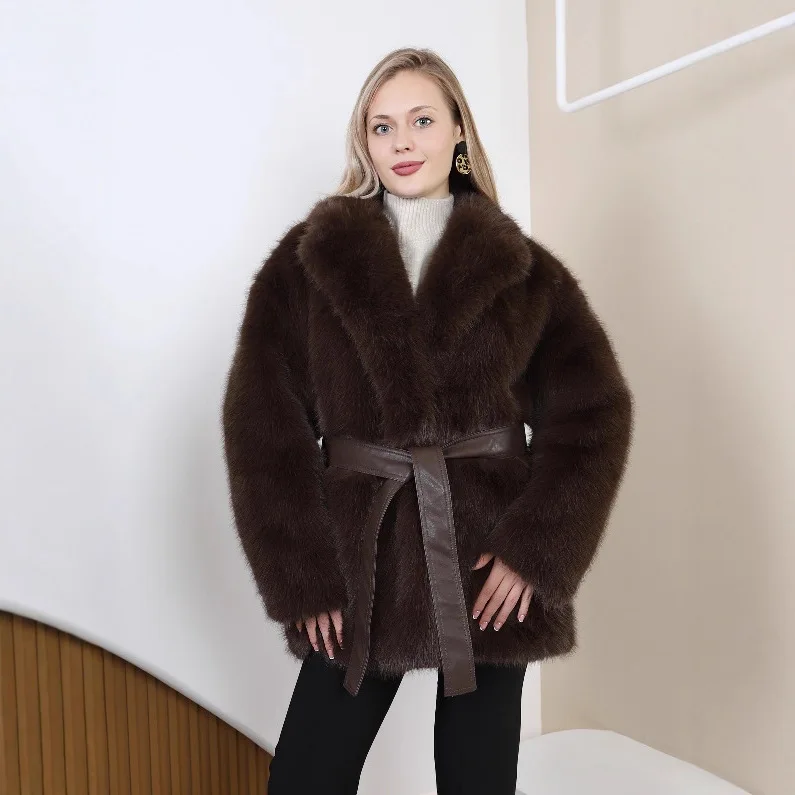 Autumn Winter New Fashion Faux Fox Fur Coat - Eco-Friendly Faux Fur Lapel Jacket with Belt, Plus Size Casual Versatile Outerwear
Autumn Winter New Fashion Faux Fox Fur Coat - Eco-Friendly Faux Fur Lapel Jacket with Belt, Plus Size Casual Versatile Outerwear