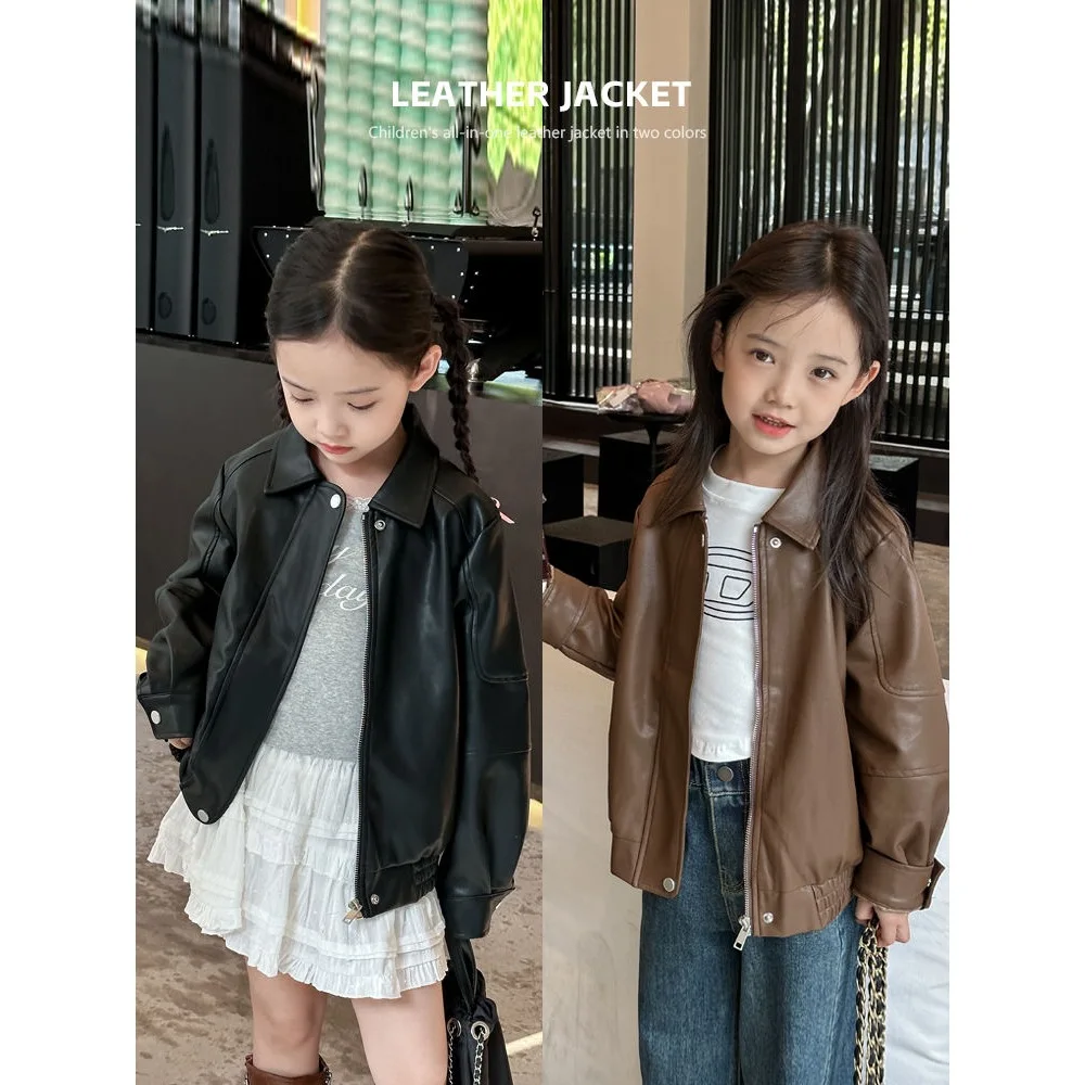 Кожаные куртки для девочек, весенне-осенние детские модные повседневные пальто на молнии для мальчиков, универсальные топы с длинными рукавами, детская верхняя одежда в Корейском стиле
Кожаные куртки для девочек, весенне-осенние детские модные повседневные пальто на молнии для мальчиков, универсальные топы с длинными рукавами, детская верхняя одежда в Корейском стиле