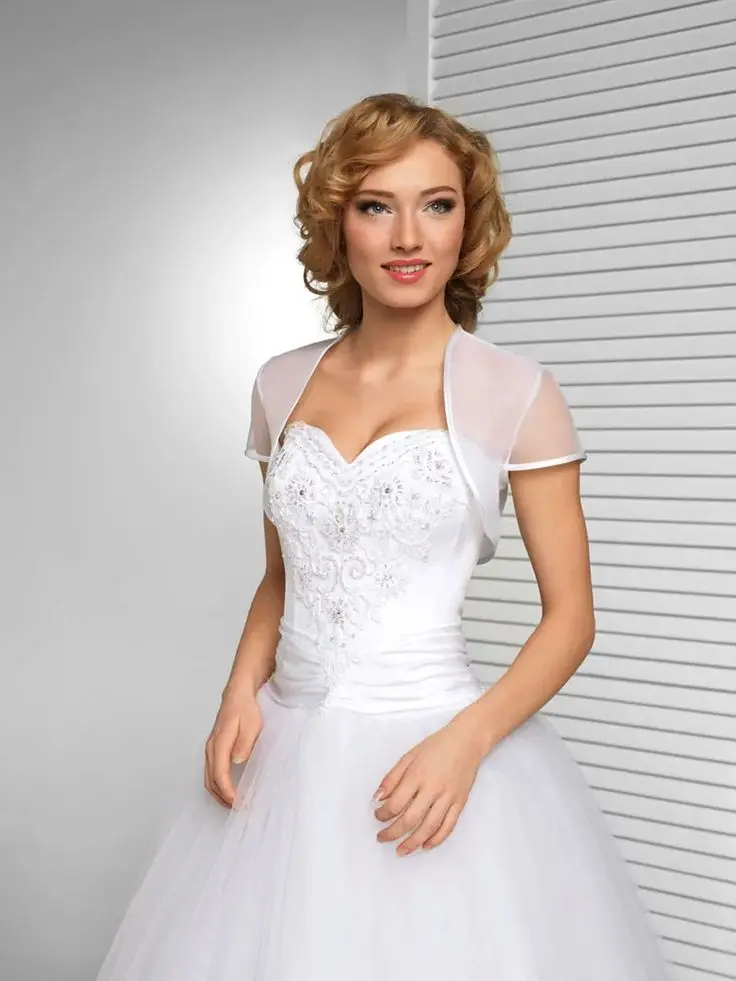 White Cap Sleeve Bridal Cape Sheer Wedding Bolero Organza Bride Shrug Short Sleeves Custom Made Wedding Accessory
White Cap Sleeve Bridal Cape Sheer Wedding Bolero Organza Bride Shrug Short Sleeves Custom Made Wedding Accessory
