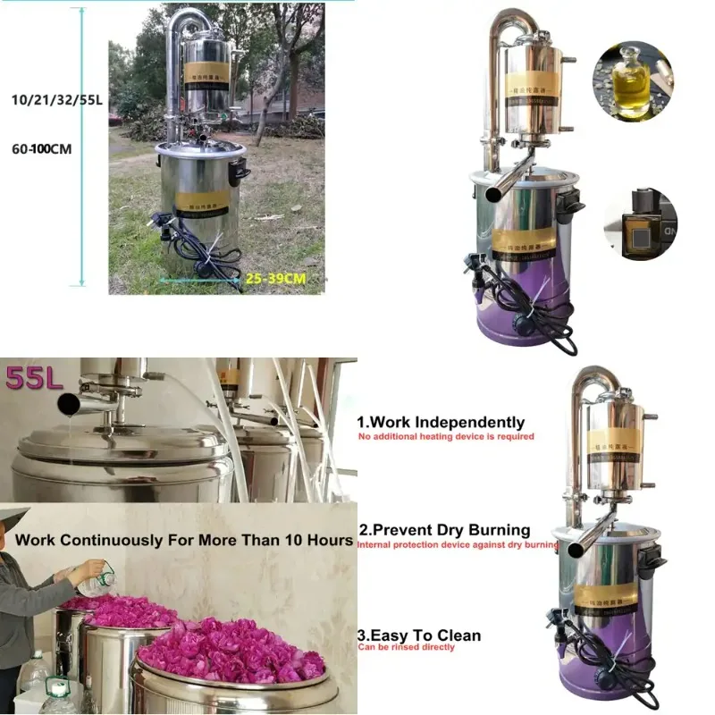 Aromatherapy Oil Extract Machine, New Design Steam Type for Rose Lavender Basil
Aromatherapy Oil Extract Machine, New Design Steam Type for Rose Lavender Basil