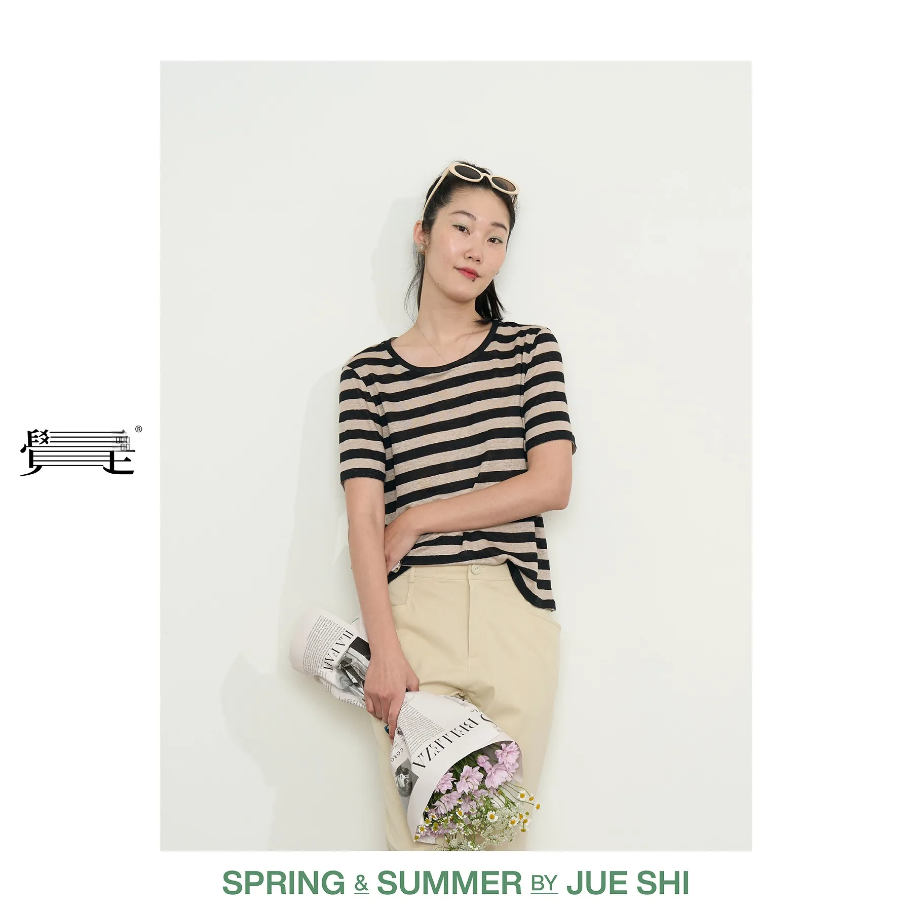 Cool Linen Stripe ort Sve T-irt Khaki Bla Casual Loose Fit Women's Summer Thin round Ne Top by Jue i Original
Cool Linen Stripe ort Sve T-irt Khaki Bla Casual Loose Fit Women's Summer Thin round Ne Top by Jue i Original