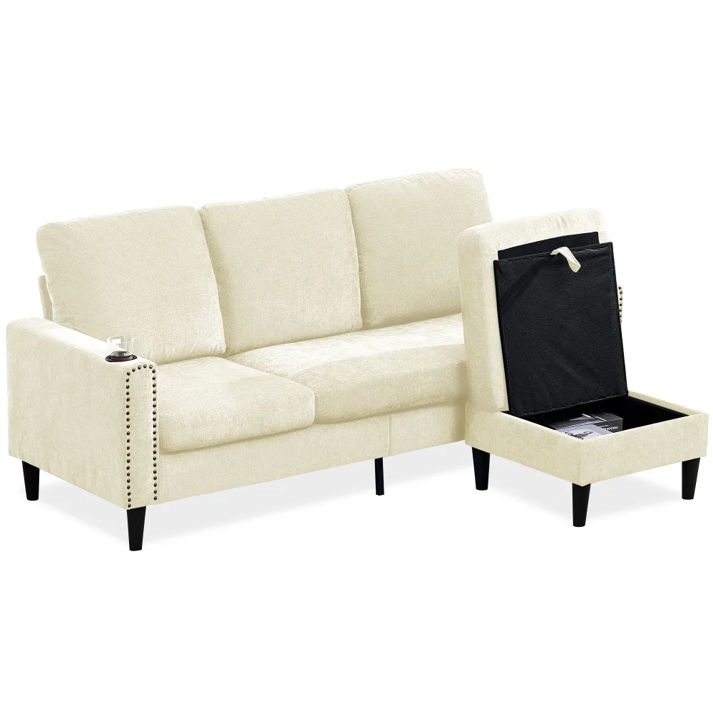 Modern Design Chenille 3 Seat L-Shape Sectional Sofa with Storage Chaise for Apartment, Studio, Office,Living Room,L shape-Off w
Modern Design Chenille 3 Seat L-Shape Sectional Sofa with Storage Chaise for Apartment, Studio, Office,Living Room,L shape-Off w