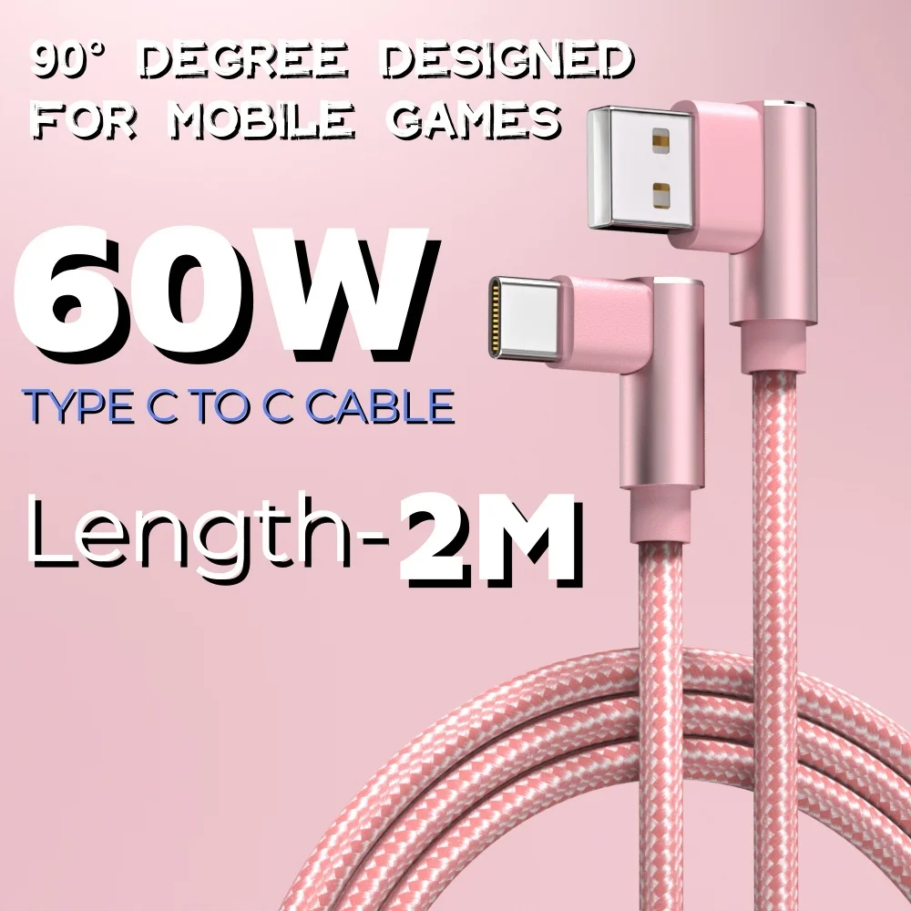 60W USB Type C Charger Cable 90 degree 2M Fast Charging Cord for iPhone 16 15 Pro Max Samsung Galaxy Huawei Android Mobile Phone
60W USB Type C Charger Cable 90 degree 2M Fast Charging Cord for iPhone 16 15 Pro Max Samsung Galaxy Huawei Android Mobile Phone