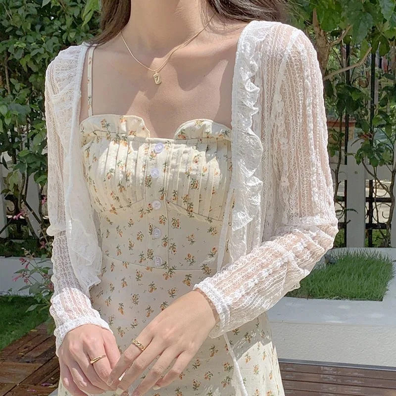 White Blouse For Women Y2K Korean Style Lace Bow Ruffle Sun Protection Cardigan Summer Casual Loose Thin Coat Tops Shirt
White Blouse For Women Y2K Korean Style Lace Bow Ruffle Sun Protection Cardigan Summer Casual Loose Thin Coat Tops Shirt