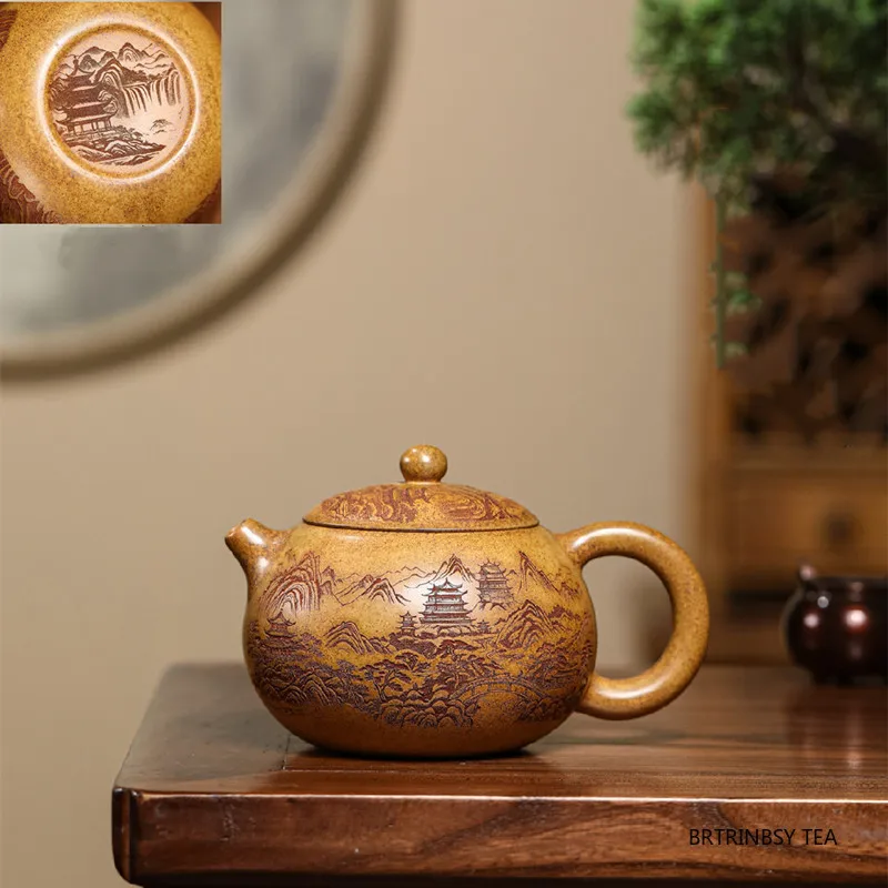 Chinese Yixing Handmade Purple Clay Teapot Hand-carved Landscape Xishi Tea Pot Beauty Kettle Household Zisha Tea Set 420ml
Chinese Yixing Handmade Purple Clay Teapot Hand-carved Landscape Xishi Tea Pot Beauty Kettle Household Zisha Tea Set 420ml