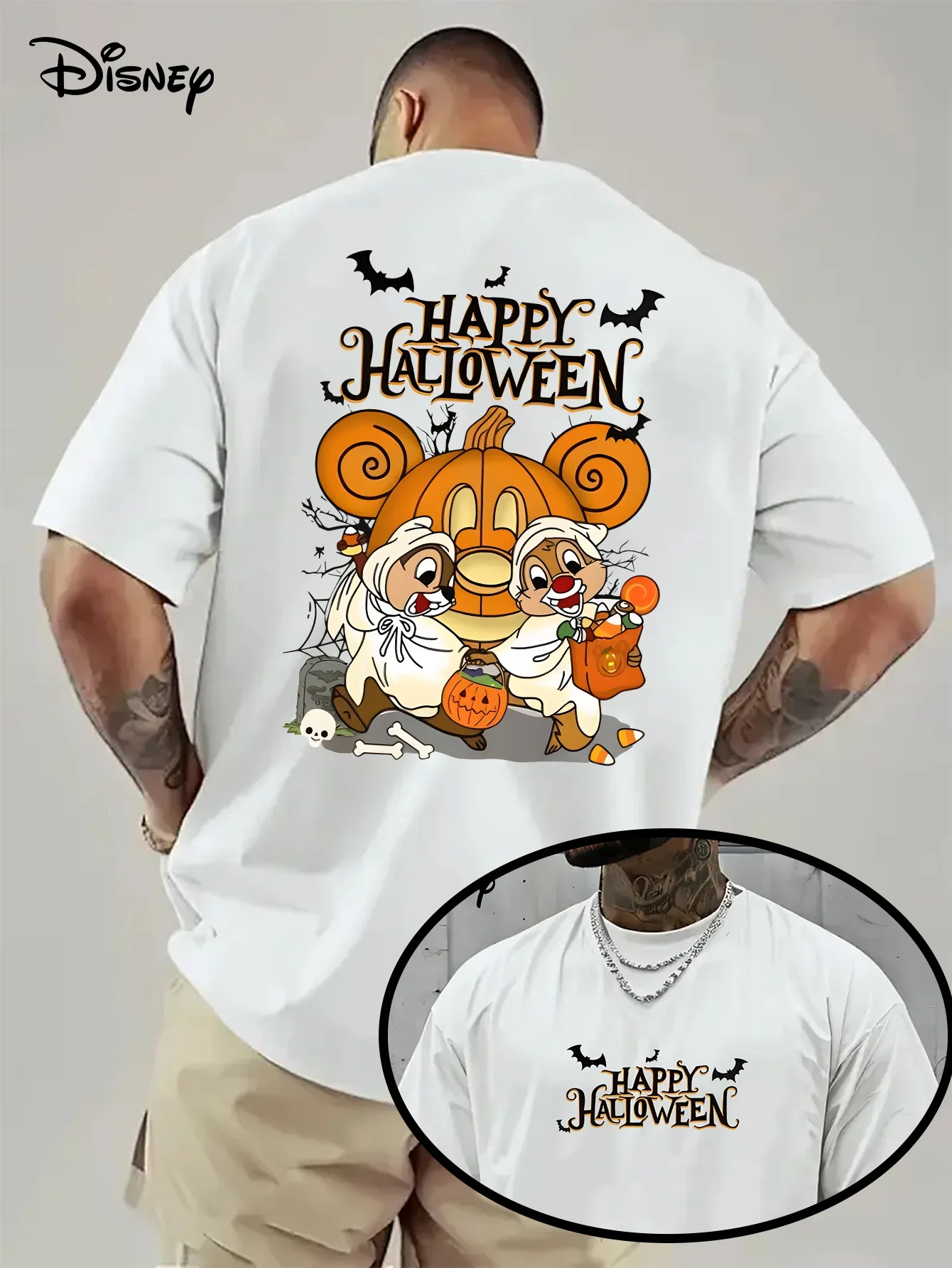 Disney Halloween Chip and Dale Men's Summer T-shirt, Pure Cotton Short-sleeved High-quality Top, Casual and Versatile for Men
Disney Halloween Chip and Dale Men's Summer T-shirt, Pure Cotton Short-sleeved High-quality Top, Casual and Versatile for Men