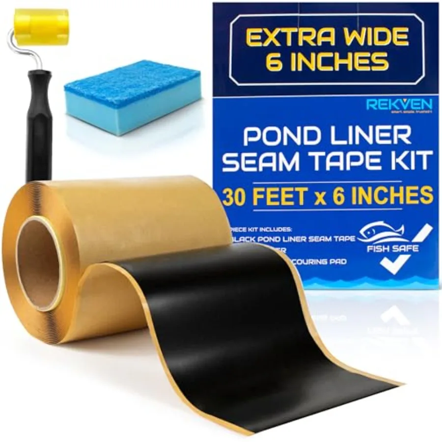 Pond Liner Seam Tape Kit - 30 Feet x 6 Inch - Double Sided Butyl Tape - Bond Seal or Repair EPDM PVC HDPE LDPE RPE LLDPE - Perf
Pond Liner Seam Tape Kit - 30 Feet x 6 Inch - Double Sided Butyl Tape - Bond Seal or Repair EPDM PVC HDPE LDPE RPE LLDPE - Perf