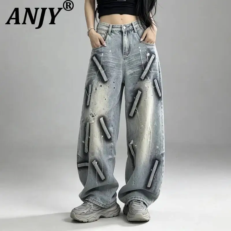 ANJY Spring Autumn New Women American Style Retro Distressed Graffiti Jeans Stylish Ins Loose Casual Wide-Leg Denim Pants A24835
ANJY Spring Autumn New Women American Style Retro Distressed Graffiti Jeans Stylish Ins Loose Casual Wide-Leg Denim Pants A24835