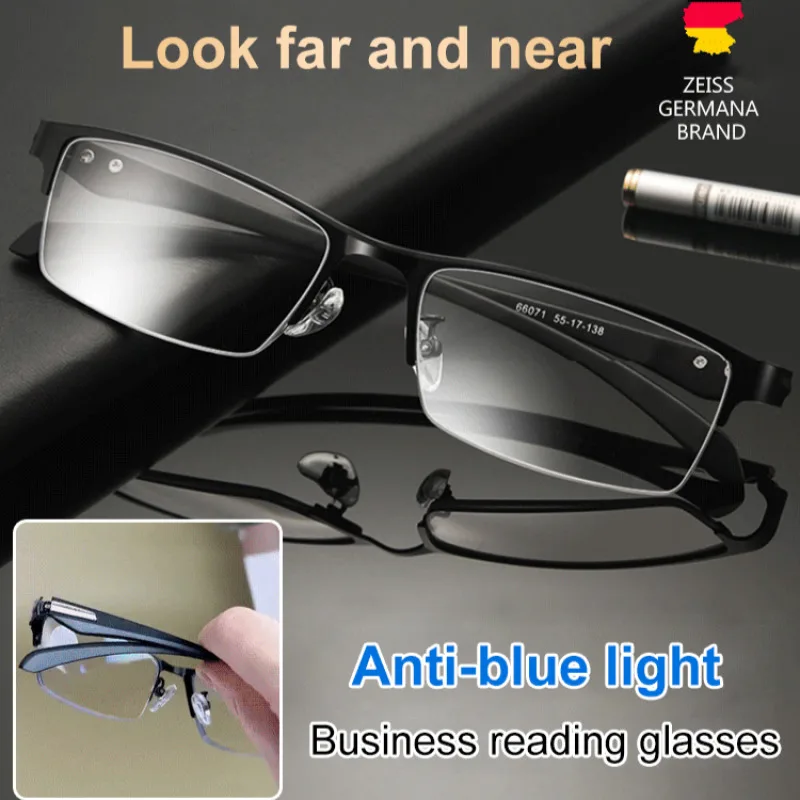 Men’s Half-Frame Anti-Blue Light Presbyopia Reading Glasses with Commercial Design, Lightweight Durable Eye Protection Eyewear
Men’s Half-Frame Anti-Blue Light Presbyopia Reading Glasses with Commercial Design, Lightweight Durable Eye Protection Eyewear