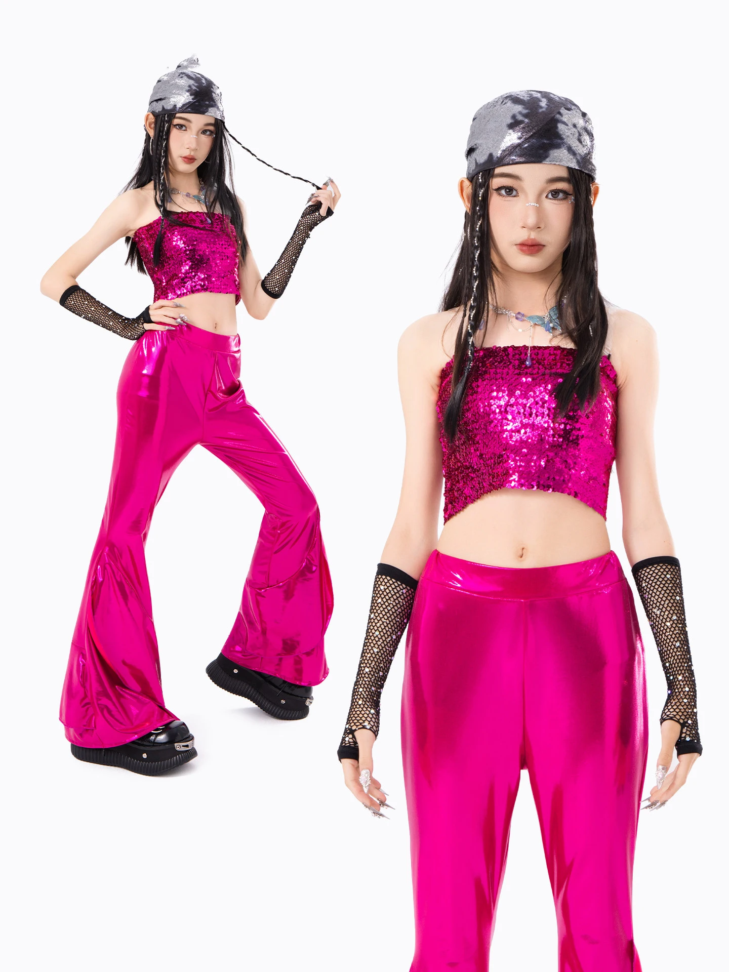 2026 Children'S Day Hip Hop Dance Performance Stage Costumes For Girls Rose Red Vest Bright Flared Pants Jazz Clothing DQS23315
2026 Children'S Day Hip Hop Dance Performance Stage Costumes For Girls Rose Red Vest Bright Flared Pants Jazz Clothing DQS23315