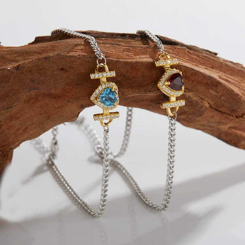 Heart-shaped Natural Topaz Gemstone Garnet Inlays925Sterling Silver Diamond Love Bracelet Women's High-end Jewelry
Heart-shaped Natural Topaz Gemstone Garnet Inlays925Sterling Silver Diamond Love Bracelet Women's High-end Jewelry