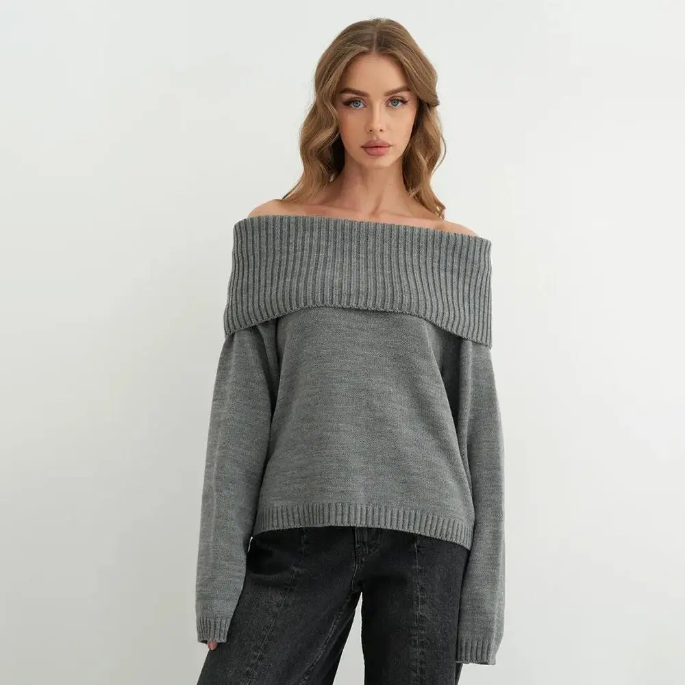 Loose Long Sleeve Shoulder Bared Pure Color Knitted Sweater Casual Style Winter New Arrival Slimming Effect Women's Fashion
Loose Long Sleeve Shoulder Bared Pure Color Knitted Sweater Casual Style Winter New Arrival Slimming Effect Women's Fashion