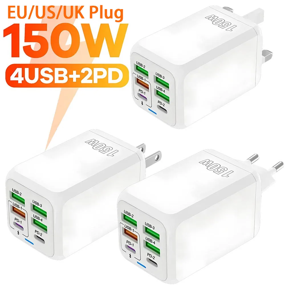 Total 150W 6 Ports USB Charger PD QC3.0 Super Fast Charging Wall Adapter For Phone USB Charger For Samsung Xiaomi Huawei Oneplus
Total 150W 6 Ports USB Charger PD QC3.0 Super Fast Charging Wall Adapter For Phone USB Charger For Samsung Xiaomi Huawei Oneplus