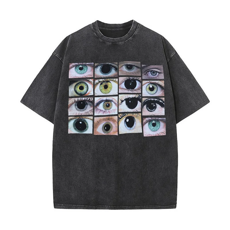 American Retro Funny Eye Print Washed Old Cotton T-shirt Street Crew Neck Trendy Y2k Short-sleeved Shoulder Top Oversized
American Retro Funny Eye Print Washed Old Cotton T-shirt Street Crew Neck Trendy Y2k Short-sleeved Shoulder Top Oversized