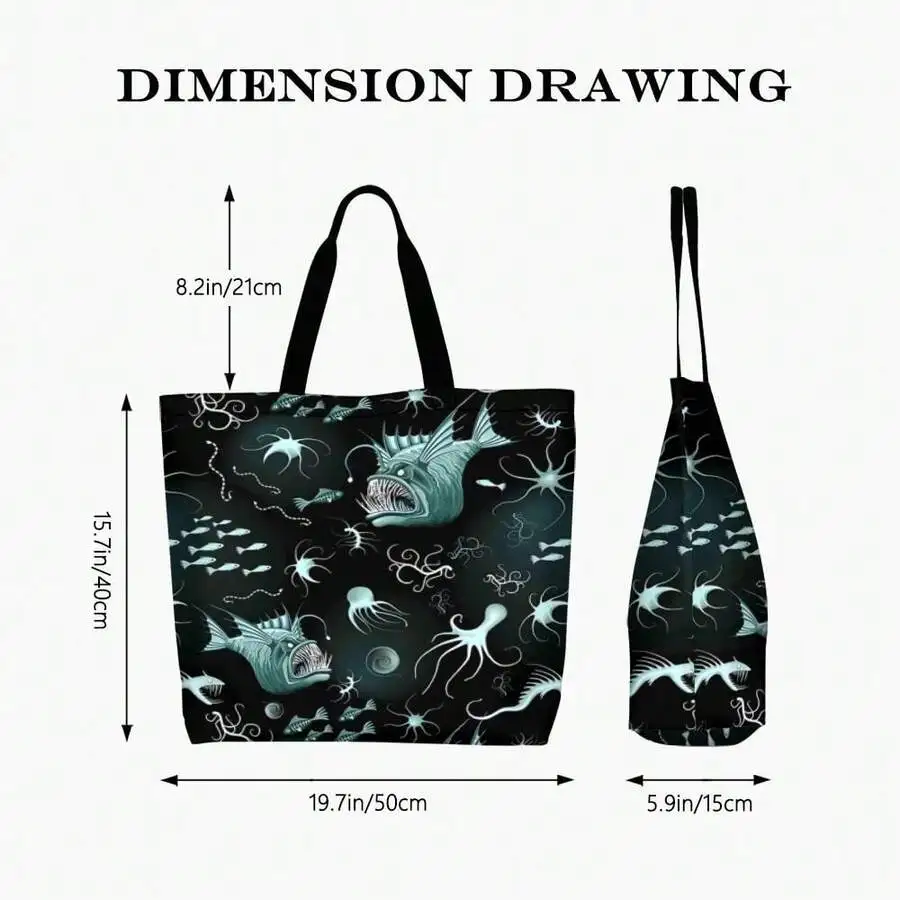 Deep Sea Anglerfish Graphic Tote Bag Underwater Predator Design Fashion Shopping Travel Bag
Deep Sea Anglerfish Graphic Tote Bag Underwater Predator Design Fashion Shopping Travel Bag