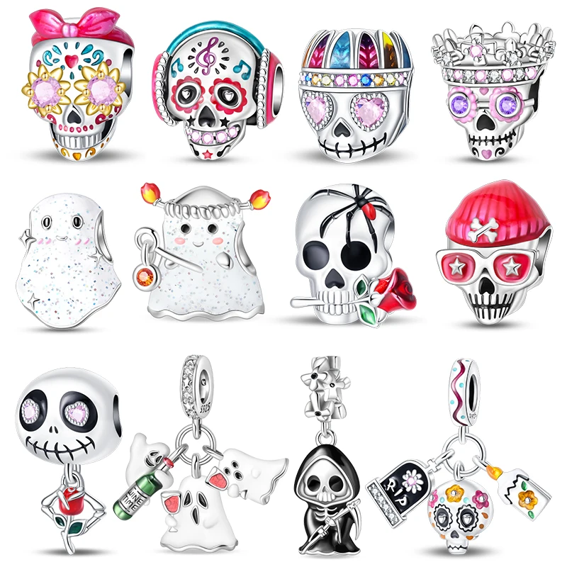 New Halloween Skull Head Charm Bead Fit Original Bracelet DIY Women Jewelry Gift Cute Ghost Pendant 925 Sterling Silver
New Halloween Skull Head Charm Bead Fit Original Bracelet DIY Women Jewelry Gift Cute Ghost Pendant 925 Sterling Silver