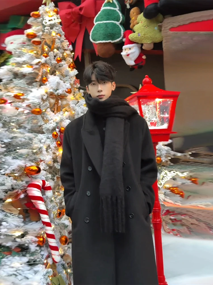 Черное шерстяное пальто, мужское зимнее новогоднее пальто средней длины, корейская ветровка премиум-класса, твидовое джинсовое пальто на пуговицах
Черное шерстяное пальто, мужское зимнее новогоднее пальто средней длины, корейская ветровка премиум-класса, твидовое джинсовое пальто на пуговицах