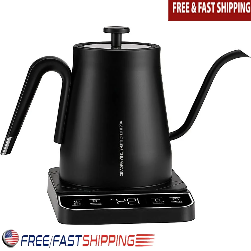 Gooseneck Electric Kettle with Precision Temperature Control 1℉ Pour Over Coffee Tea Stainless Steel Boiler Digital Display Keep
Gooseneck Electric Kettle with Precision Temperature Control 1℉ Pour Over Coffee Tea Stainless Steel Boiler Digital Display Keep