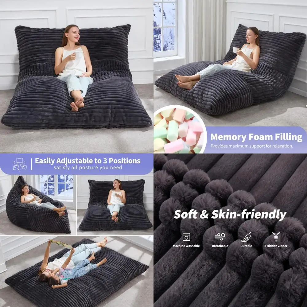 Convertible 3-in-1 Giant Bean Bag Chair with Washable Cover and Floor Cushion Function
Convertible 3-in-1 Giant Bean Bag Chair with Washable Cover and Floor Cushion Function