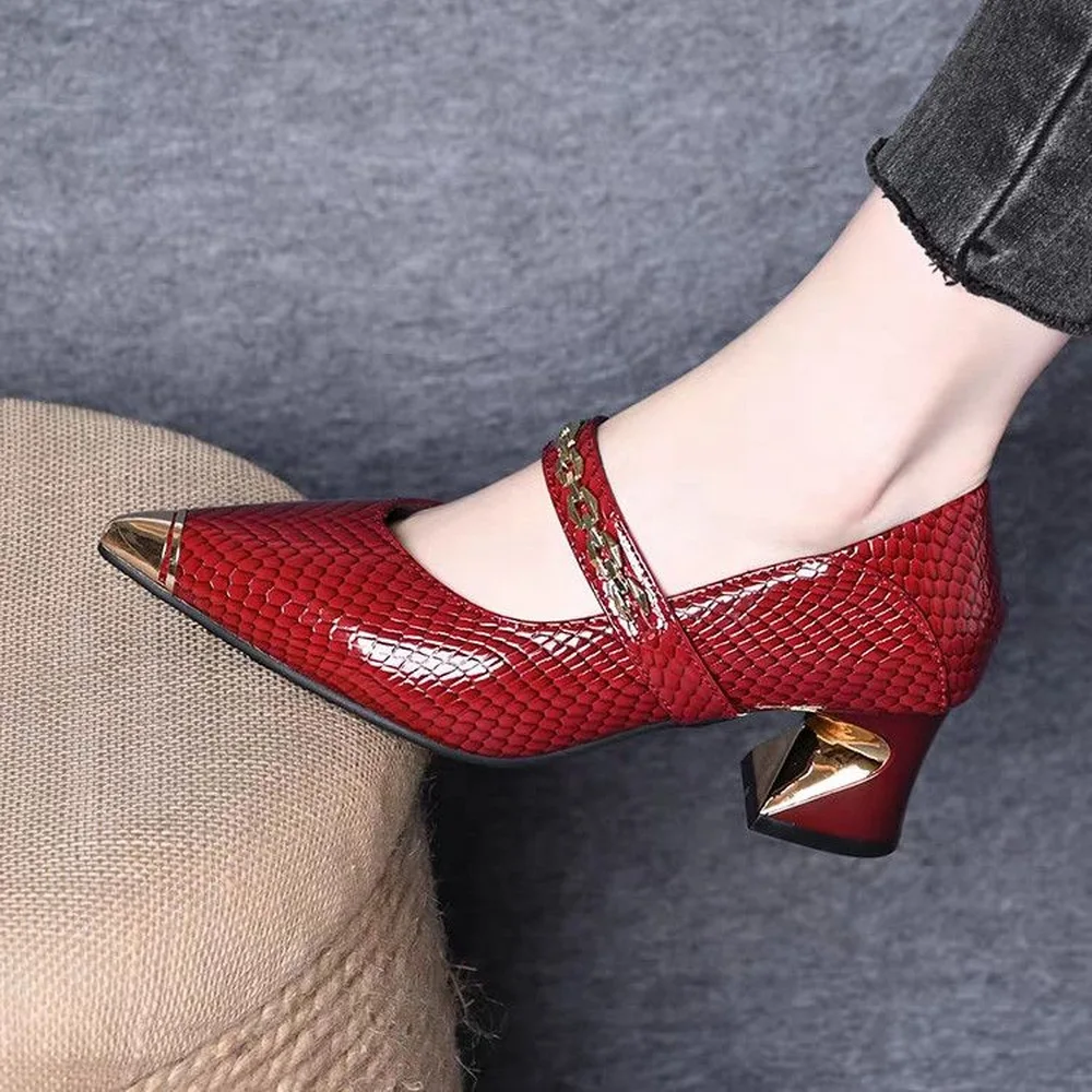 Высокие каблуки из воловьей кожи, женские туфли-лодочки, рабочая обувь для офисных женщин, ремешок-цепочка, металлический острый носок, черный, серый, красный, Прямая поставка
Высокие каблуки из воловьей кожи, женские туфли-лодочки, рабочая обувь для офисных женщин, ремешок-цепочка, металлический острый носок, черный, серый, красный, Прямая поставка