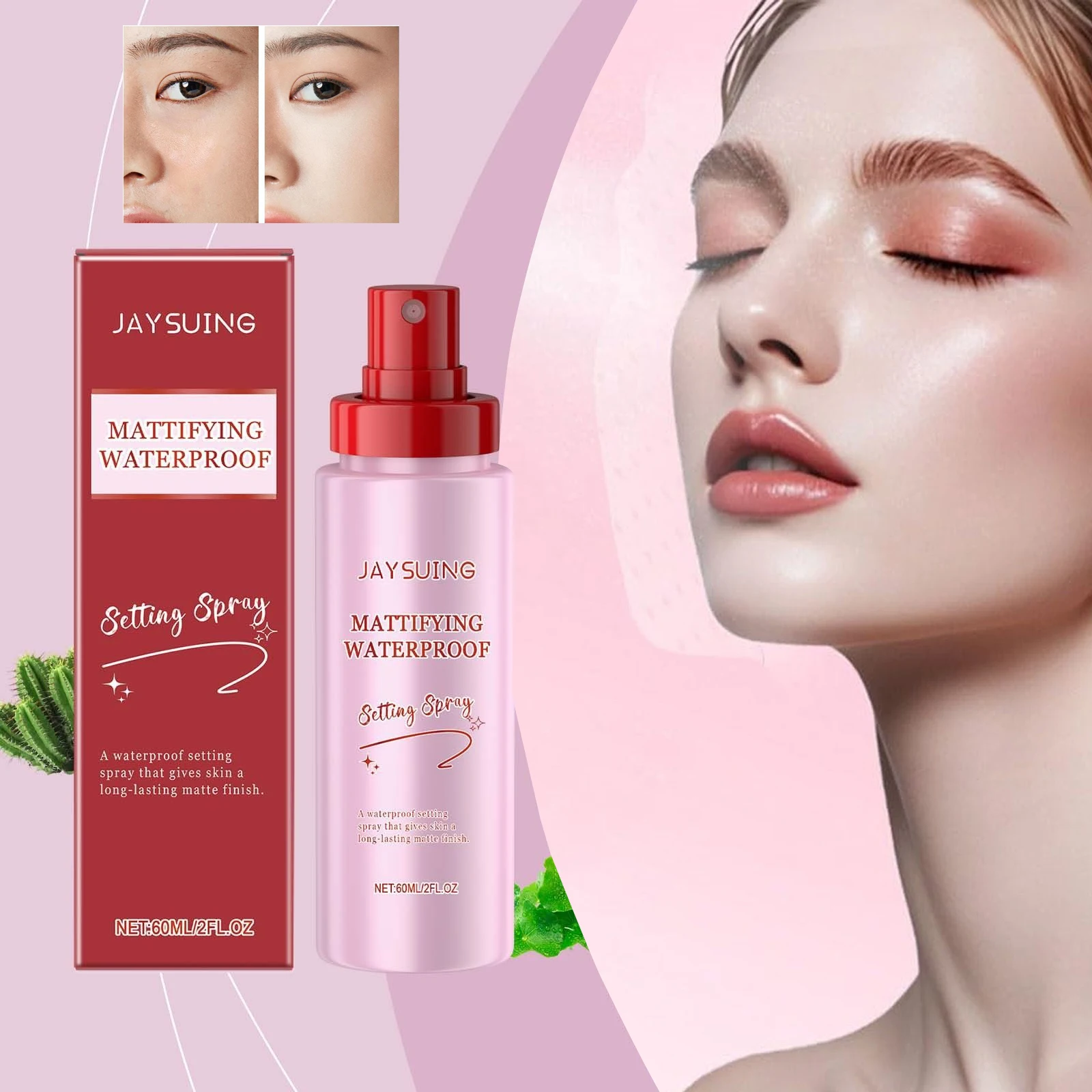 Mattifying Waterproof Setting Spray Matte Base Makeup Control Oil Non-sticky Glossy Make-Up Fixer Spray for All Skin 60ml
Mattifying Waterproof Setting Spray Matte Base Makeup Control Oil Non-sticky Glossy Make-Up Fixer Spray for All Skin 60ml