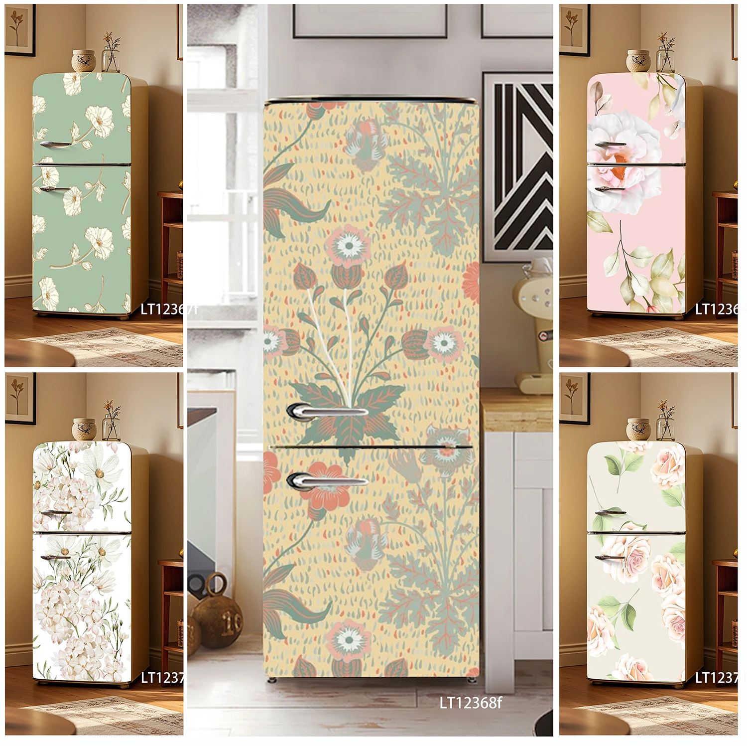 Floral Refrigerator Sticker Waterproof Removable Self-Adhesive Fridge Door Decal for Kitchen Home Decor Renovation
Floral Refrigerator Sticker Waterproof Removable Self-Adhesive Fridge Door Decal for Kitchen Home Decor Renovation