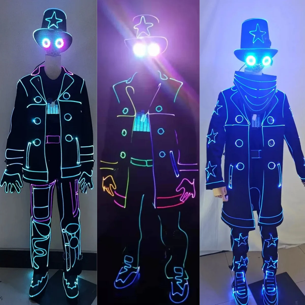 Tron Legacy Burning Man Light Up Suit LED Costume Halloween Cosplay Fiber Optical Dance Outfit Luminous Clothing Disco DJ
Tron Legacy Burning Man Light Up Suit LED Costume Halloween Cosplay Fiber Optical Dance Outfit Luminous Clothing Disco DJ