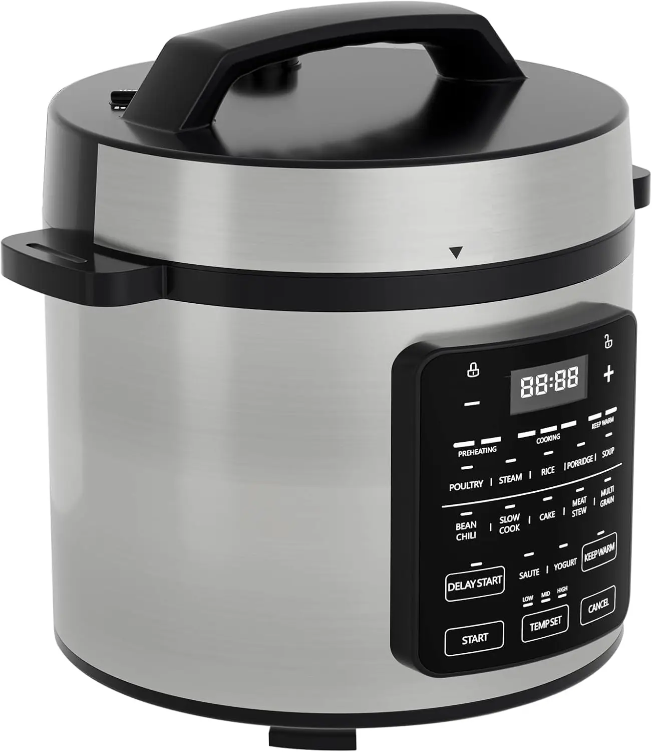 6 Quart Electric Pressure Cooker Stainless Steel Multi-Cooker for Rice, Steaming, Yogurt, Slow Cooking
6 Quart Electric Pressure Cooker Stainless Steel Multi-Cooker for Rice, Steaming, Yogurt, Slow Cooking
